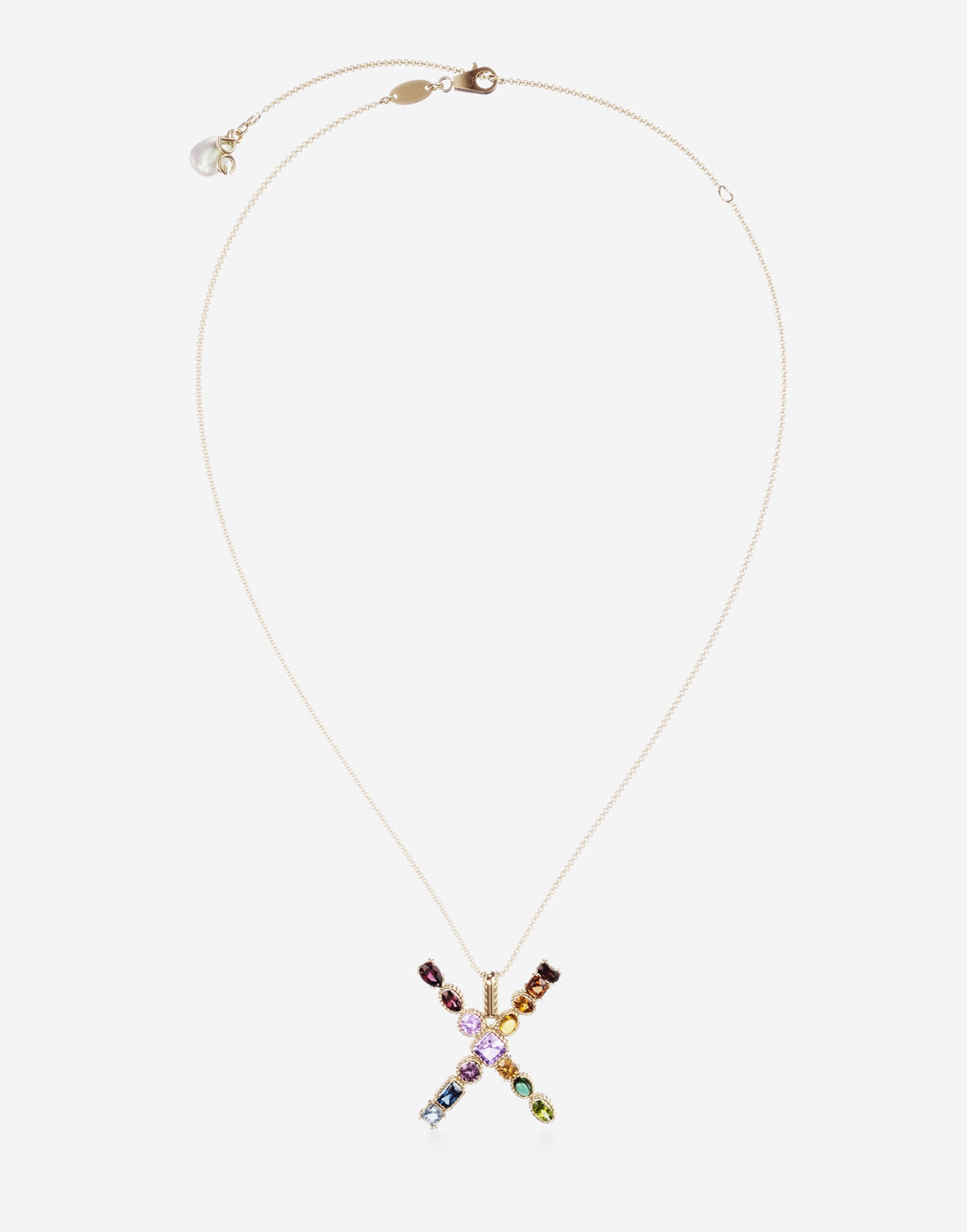 Dolce & Gabbana Rainbow alphabet X pendant in yellow gold with multicolor fine gems Gold WAMR2GWMIXA