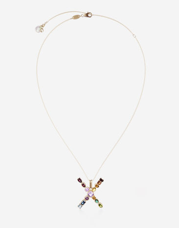 Dolce & Gabbana Pendente X Rainbow Alphabet con gemme multicolor Oro WAMR2GWMIXX