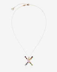 Dolce & Gabbana Rainbow alphabet X pendant in yellow gold with multicolor fine gems Gold WAMR2GWMIXG