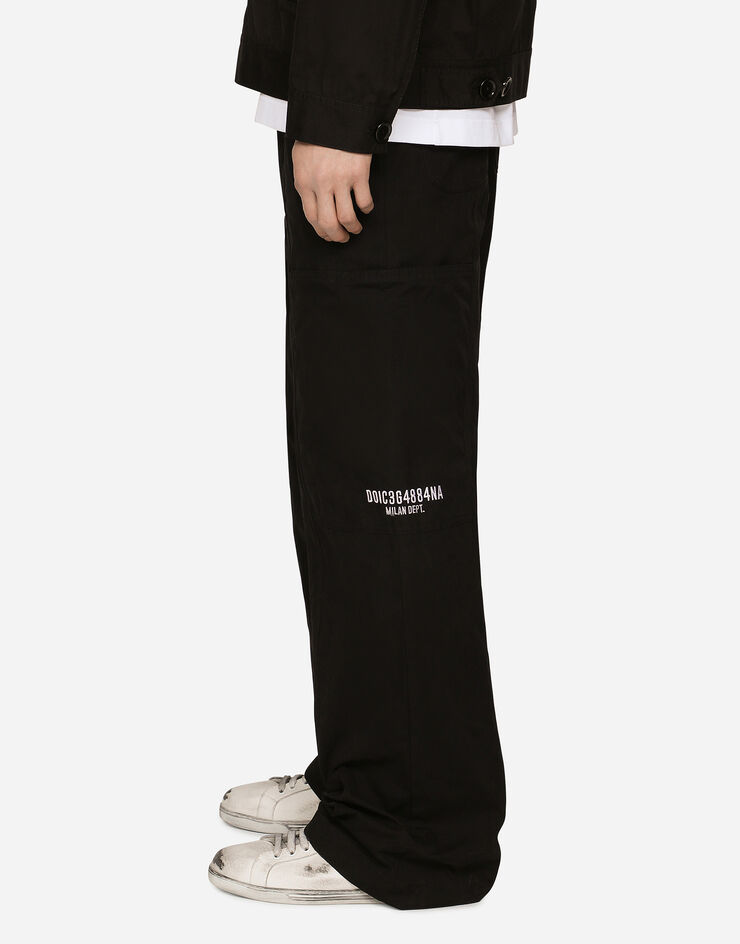 Dolce & Gabbana パンツ コットンファイユ DGVIB3パッチ&エンブロイダリー ブラック GP02GZHUMS8