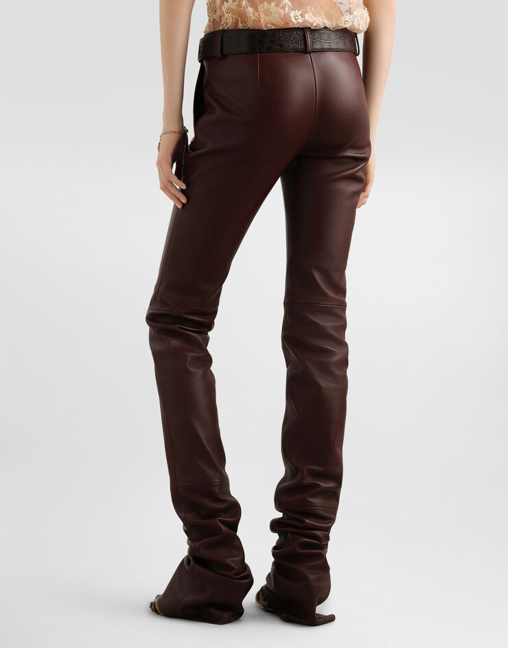 Dolce & Gabbana Nappa leather trousers with sandblasted finish Dolce & Gabbana Nappa leather trousers with sandblasted finish Brown FTDE1LHULZW