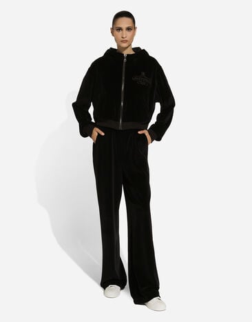Dolce & Gabbana هودي قطني شينيل أسود F9S15ZGDCNX
