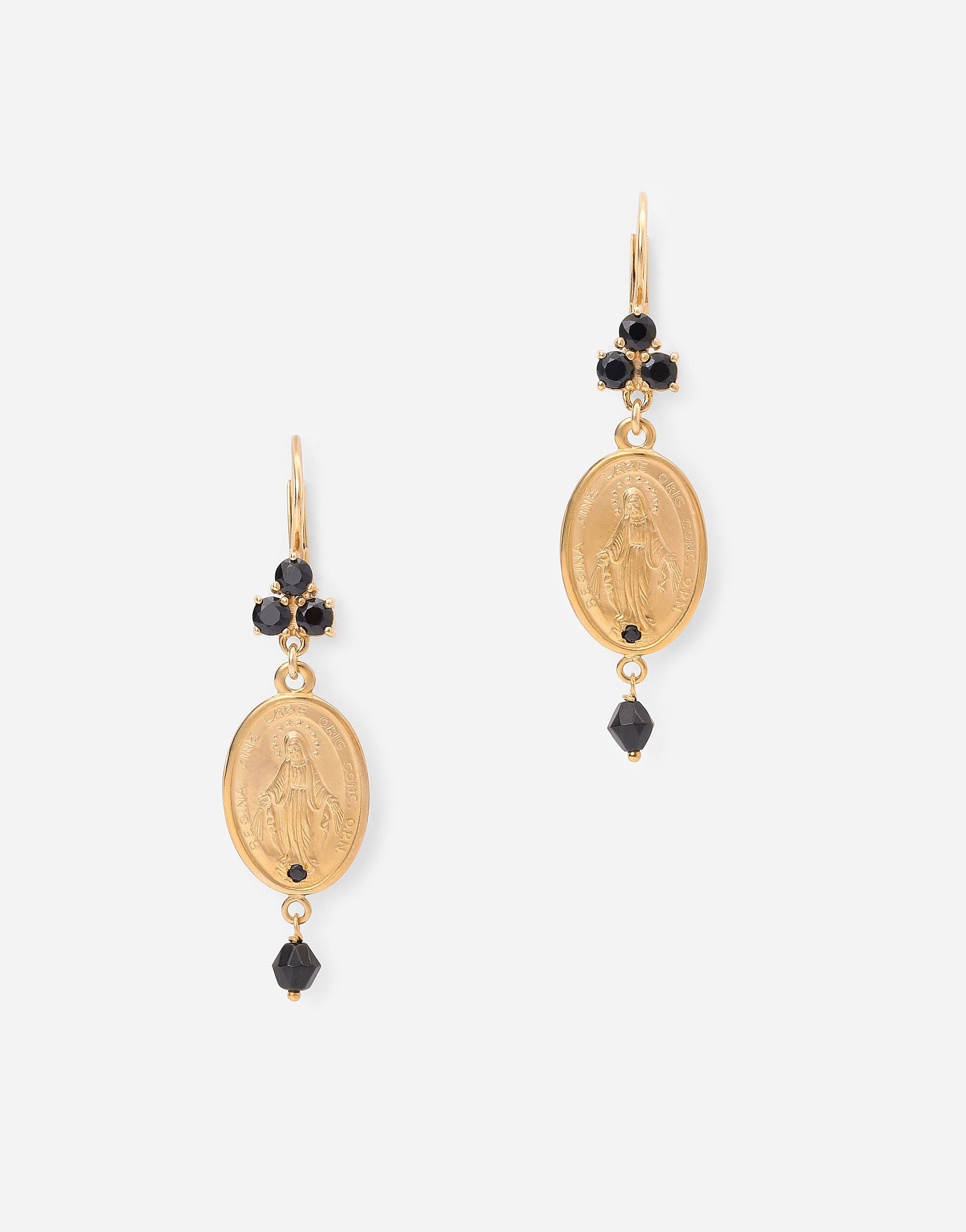 Dolce & Gabbana Tradition earrings in yellow 18kt gold with medals Black WWJS1SXR00S