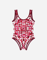 Dolce & Gabbana Majolica-print one-piece swimsuit Red L1JQH5G7IXP