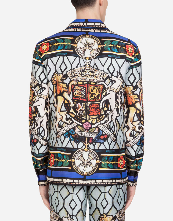 Dolce & Gabbana PYJAMA SHIRT WITH ROYAL KING PRINT MULTICOLORED G5EM2TFI1K1