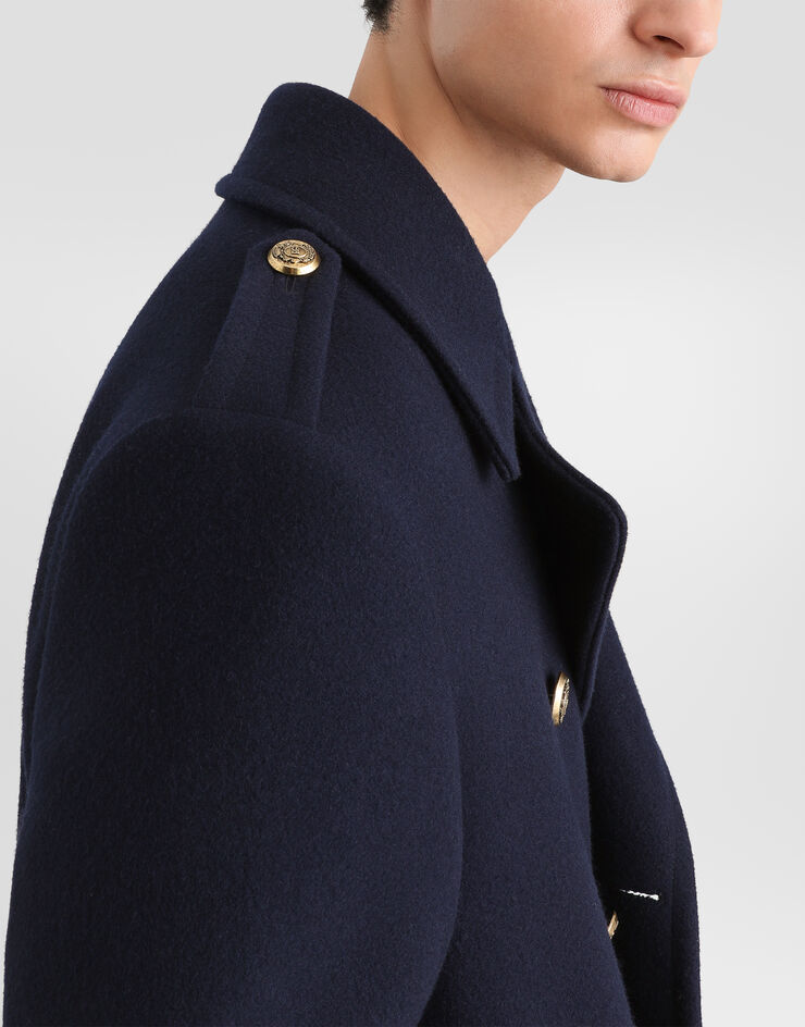 Dolce & Gabbana معطف مزدوج الصدر من صوف Blue G058MTHU2DA