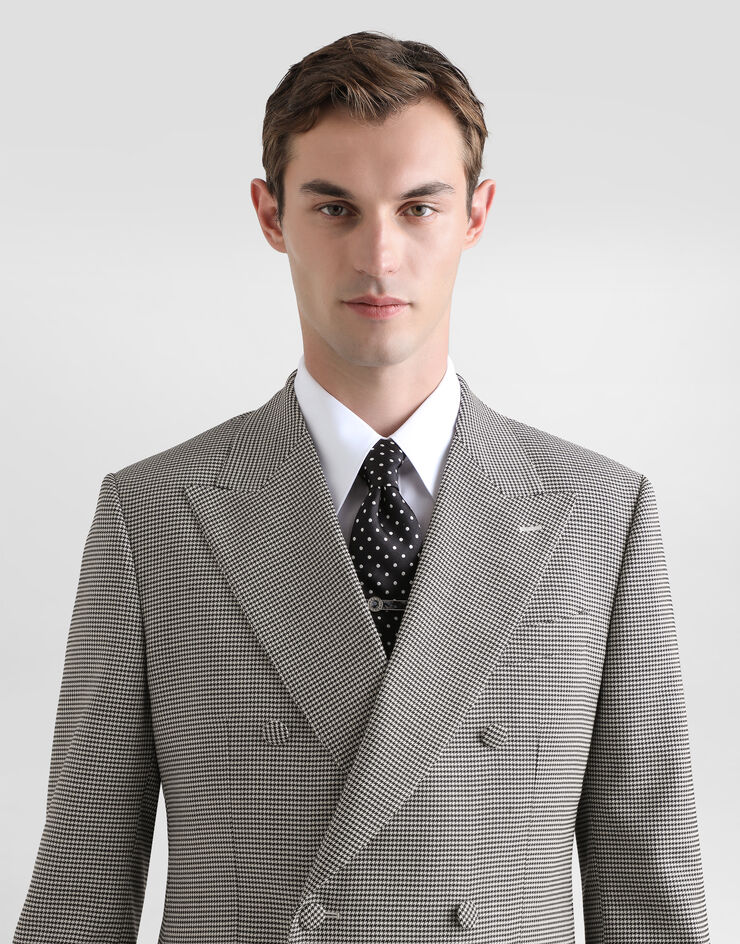 Dolce & Gabbana Double-breasted sicilia light jacket in houndstooth wool Multicolor G2VD9TFQZAG