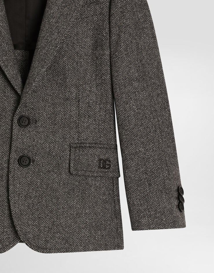 Dolce & Gabbana Single-breasted jacket in herringbone wool Multicolor L41E99FCMDE