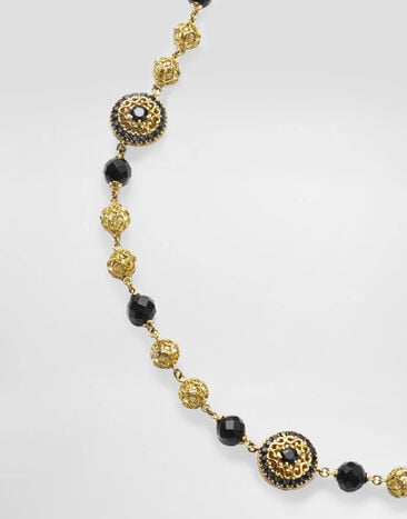 Dolce & Gabbana Sicily Necklace 18kt yellow gold, black sapphires and black jade    Gold WNKS2GWSABK