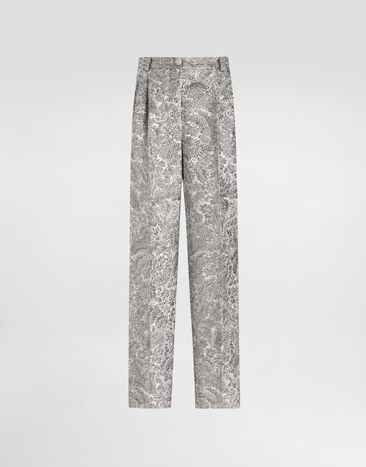 Dolce & Gabbana Lamé floral jacquard trousers Silver FTC9BZFJZAL