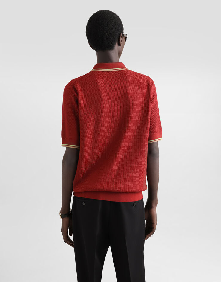 Dolce & Gabbana Polo en soie avec logo brodé Orange GXZ53ZJBSLB