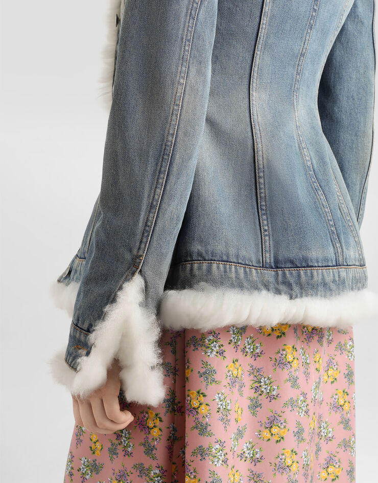 Dolce & Gabbana Denim jacket with fur effect details Multicolor F9S98ZG8OC4