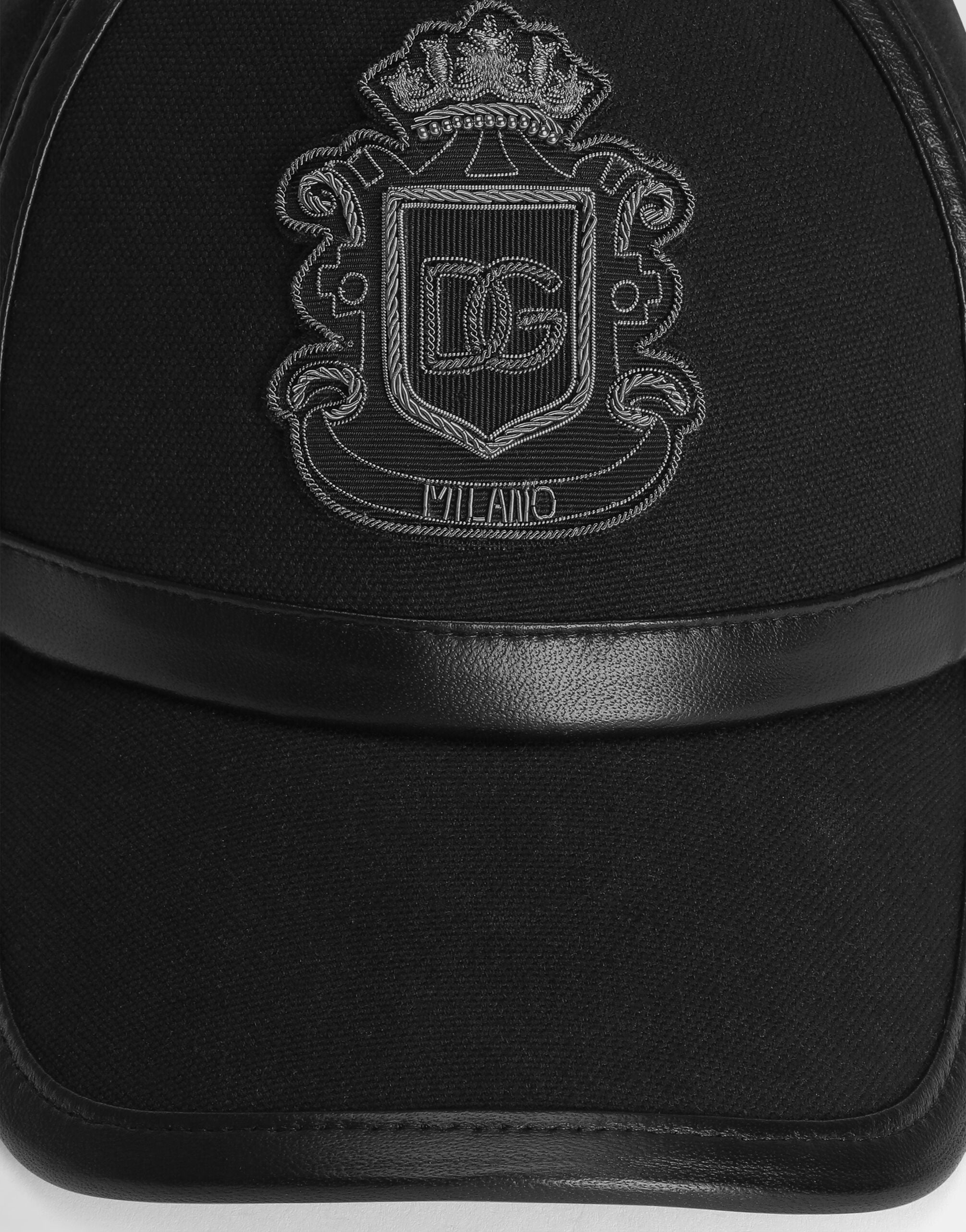Blackのメンズ Canvas and leather baseball cap | Dolce&Gabbana®