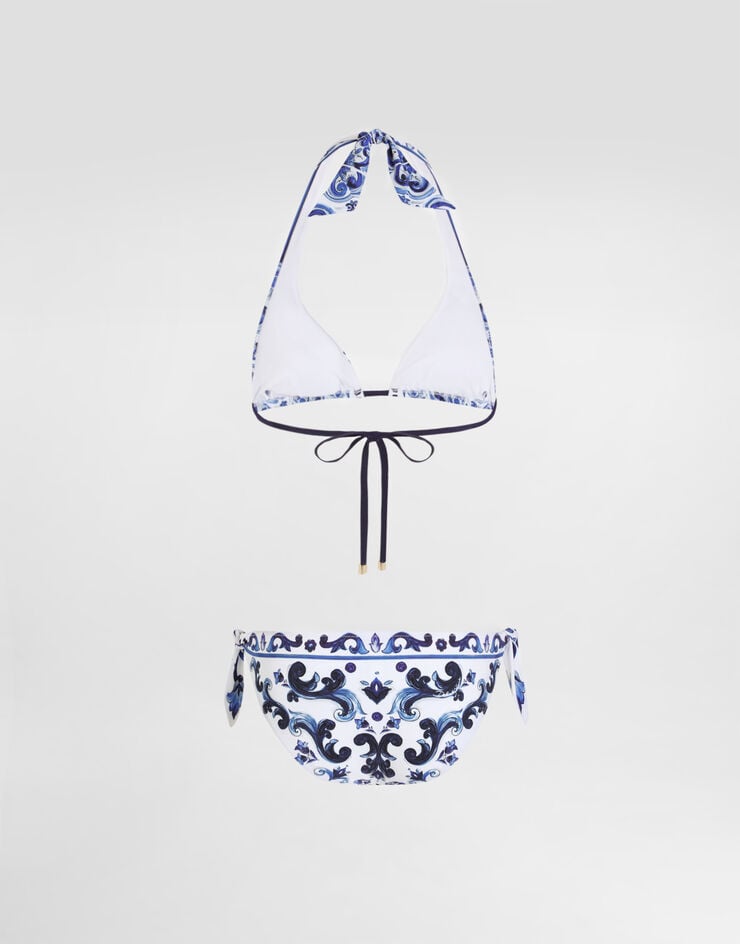 Dolce & Gabbana Majolica-print triangle bikini Print I8ANNWONO19