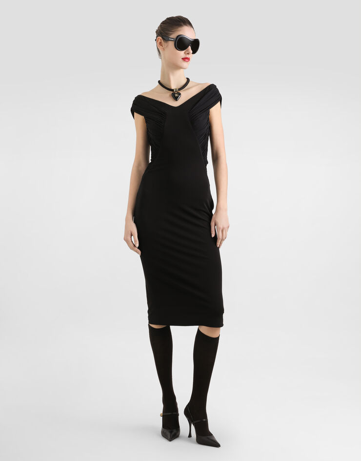 Dolce & Gabbana Robe en organsin crêpe Noir F6TWQTFUGTD