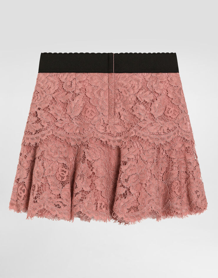 Dolce & Gabbana Lace skirt with DG logo Pink L55I47HLM7L