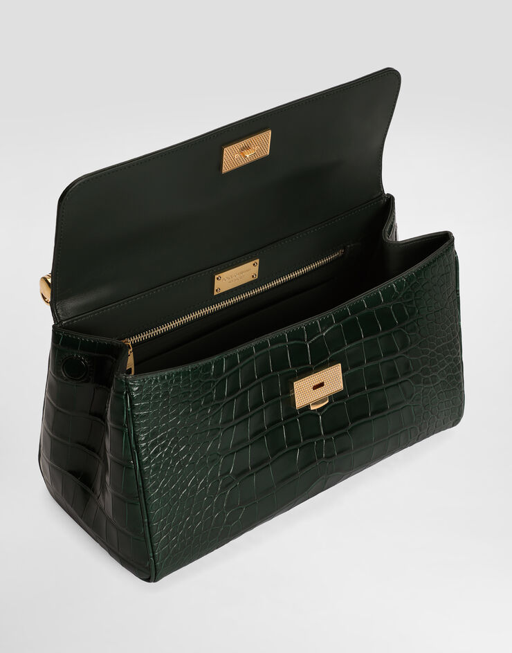 Dolce & Gabbana حقيبة يد My Sicily متوسطة من جلد أليغيتور Green BB7782B2EN0