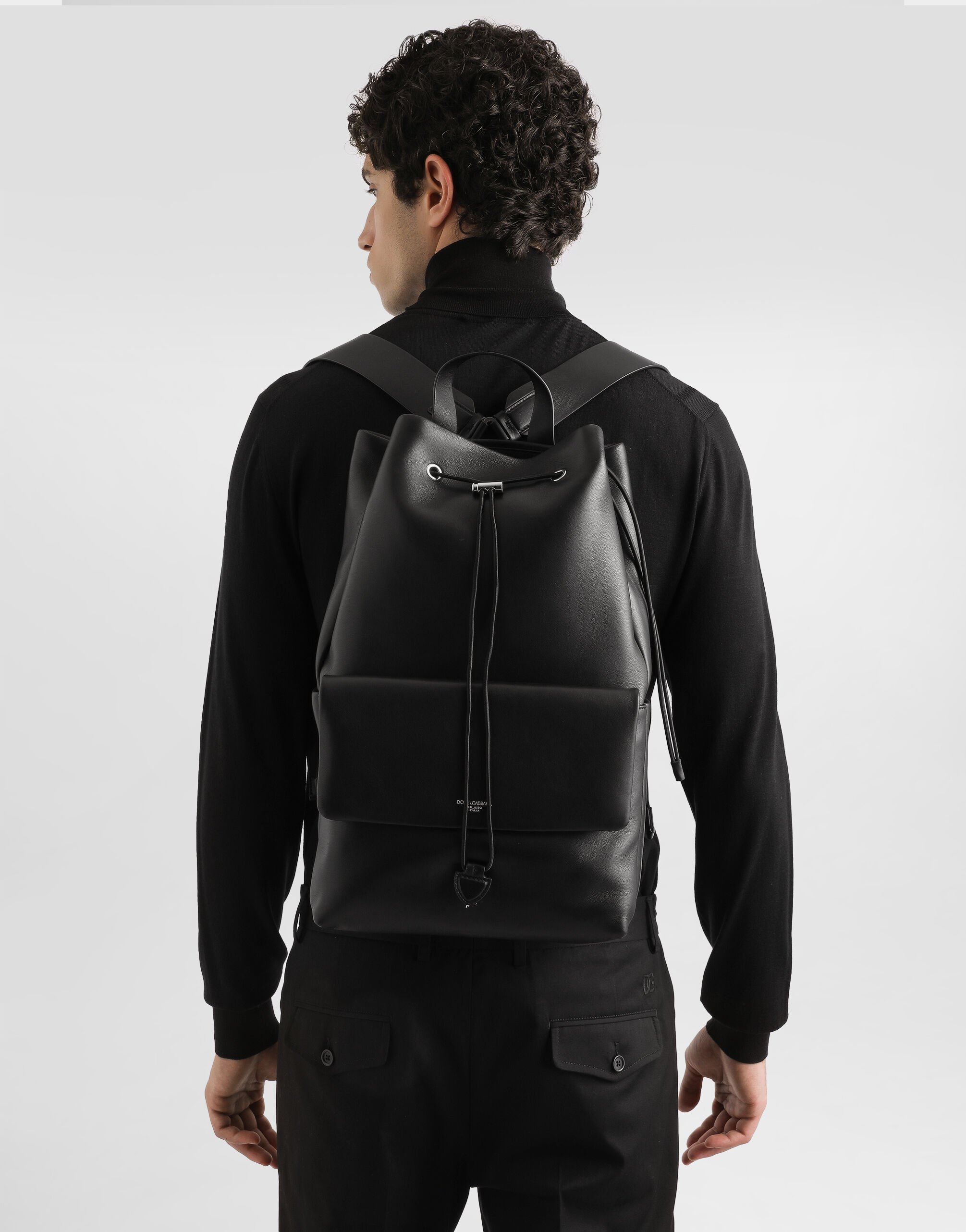 Calfskin nappa leather backpack in Black for Men