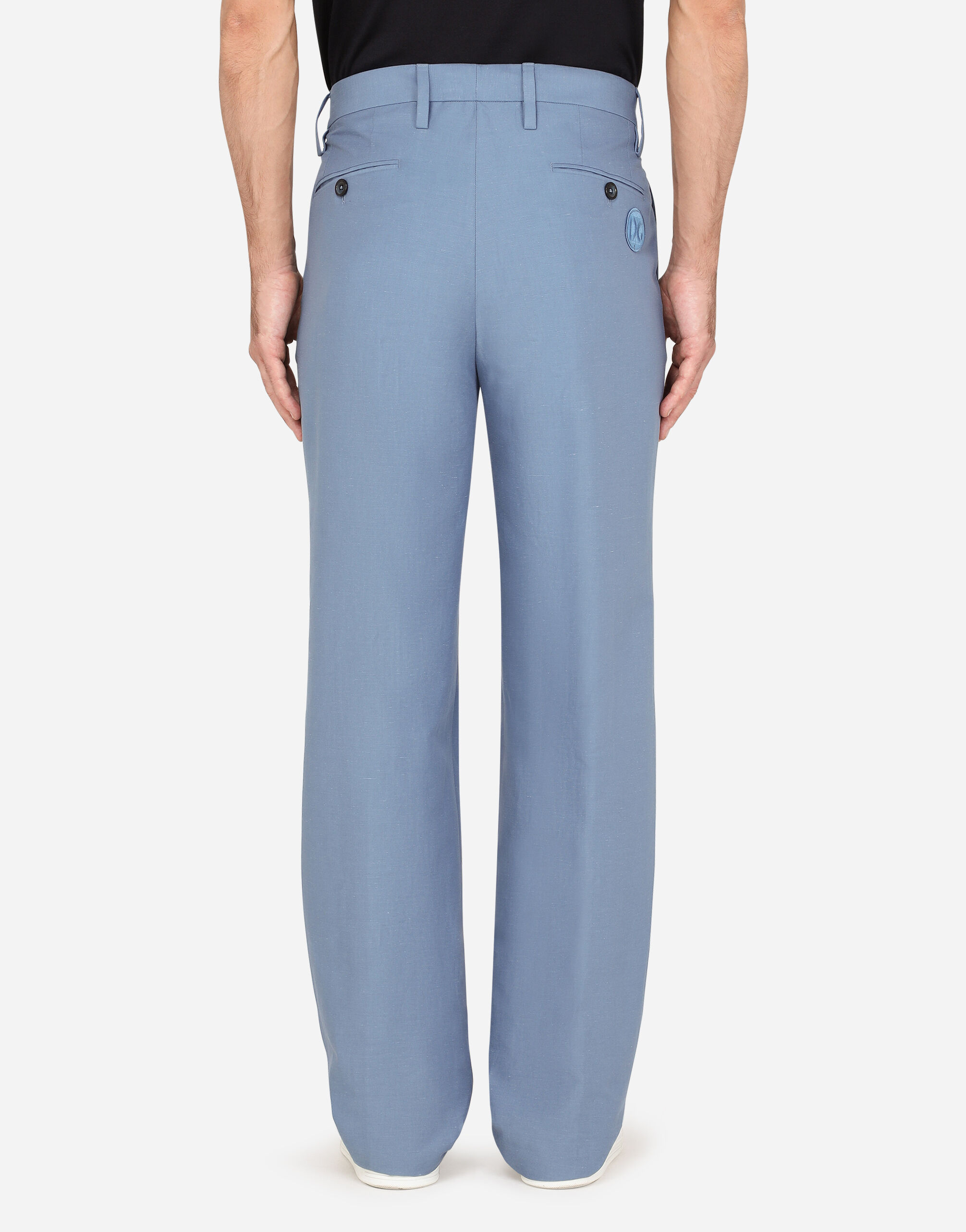 Cotton and linen pants with patch