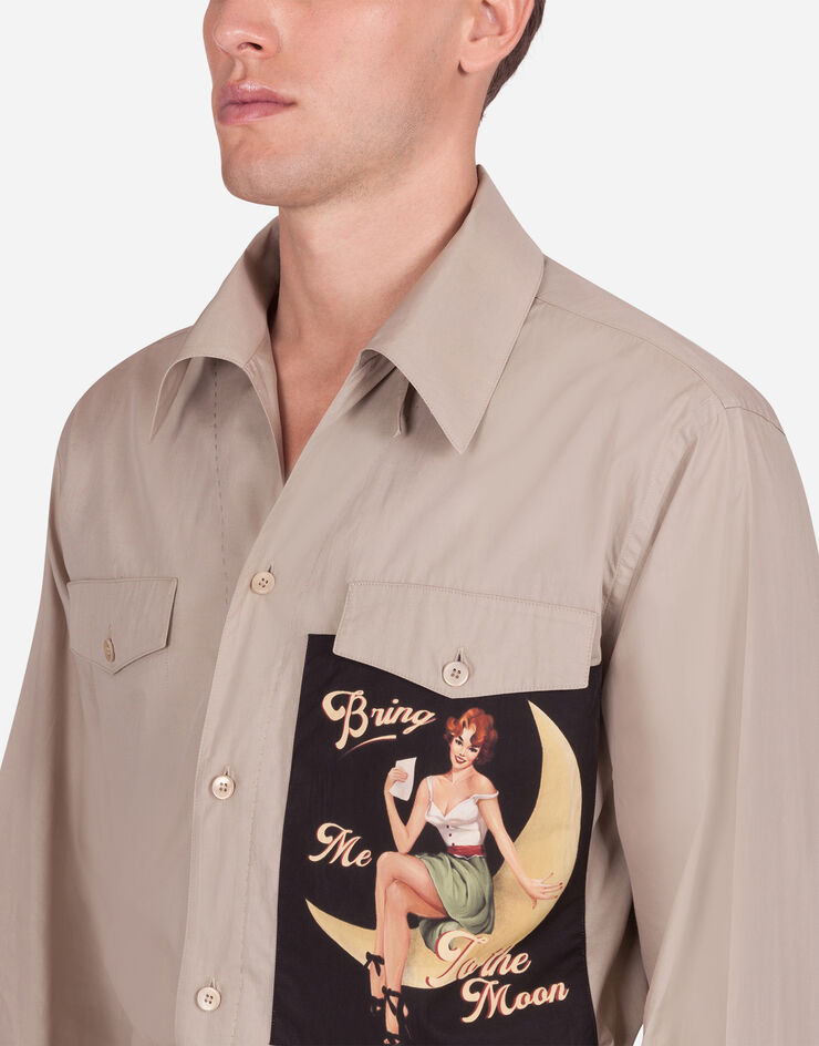 Dolce & Gabbana SHIRT WITH PIN-UP PATCH BEIGE G5HN2TFU5K9