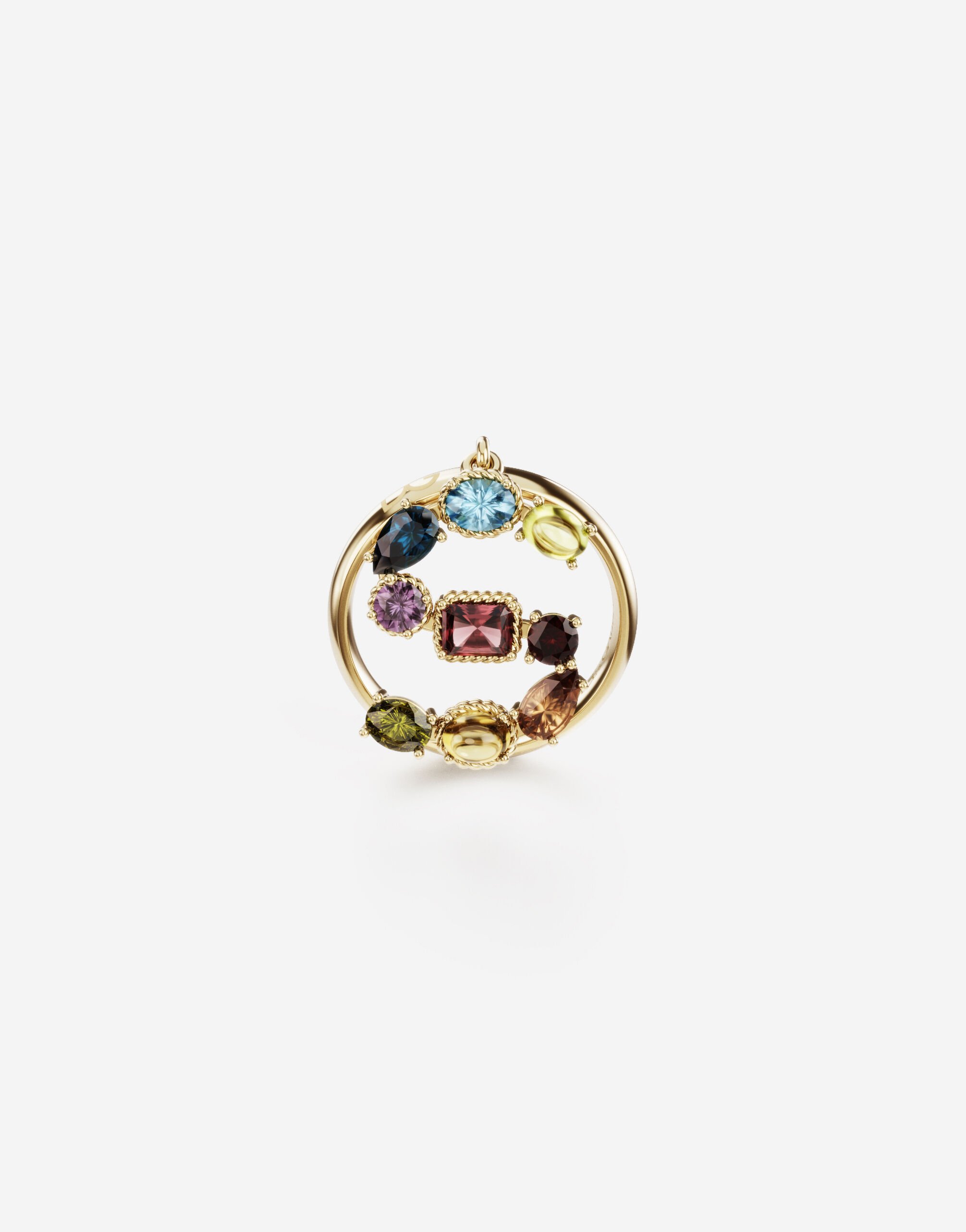 Dolce & Gabbana Кольцо Rainbow alphabet S из желтого золота с разноцветными драгоценными камнями ЗОЛОТОЙ WRMR1GWMIXA