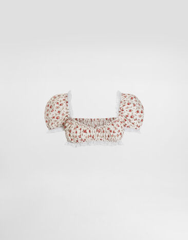 Dolce & Gabbana Small rose-print poplin top Multicolor F7BG2THS5UB