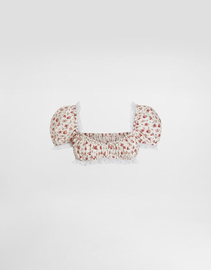 Dolce & Gabbana Small rose-print poplin top Multicolor F7BG2THS5UB