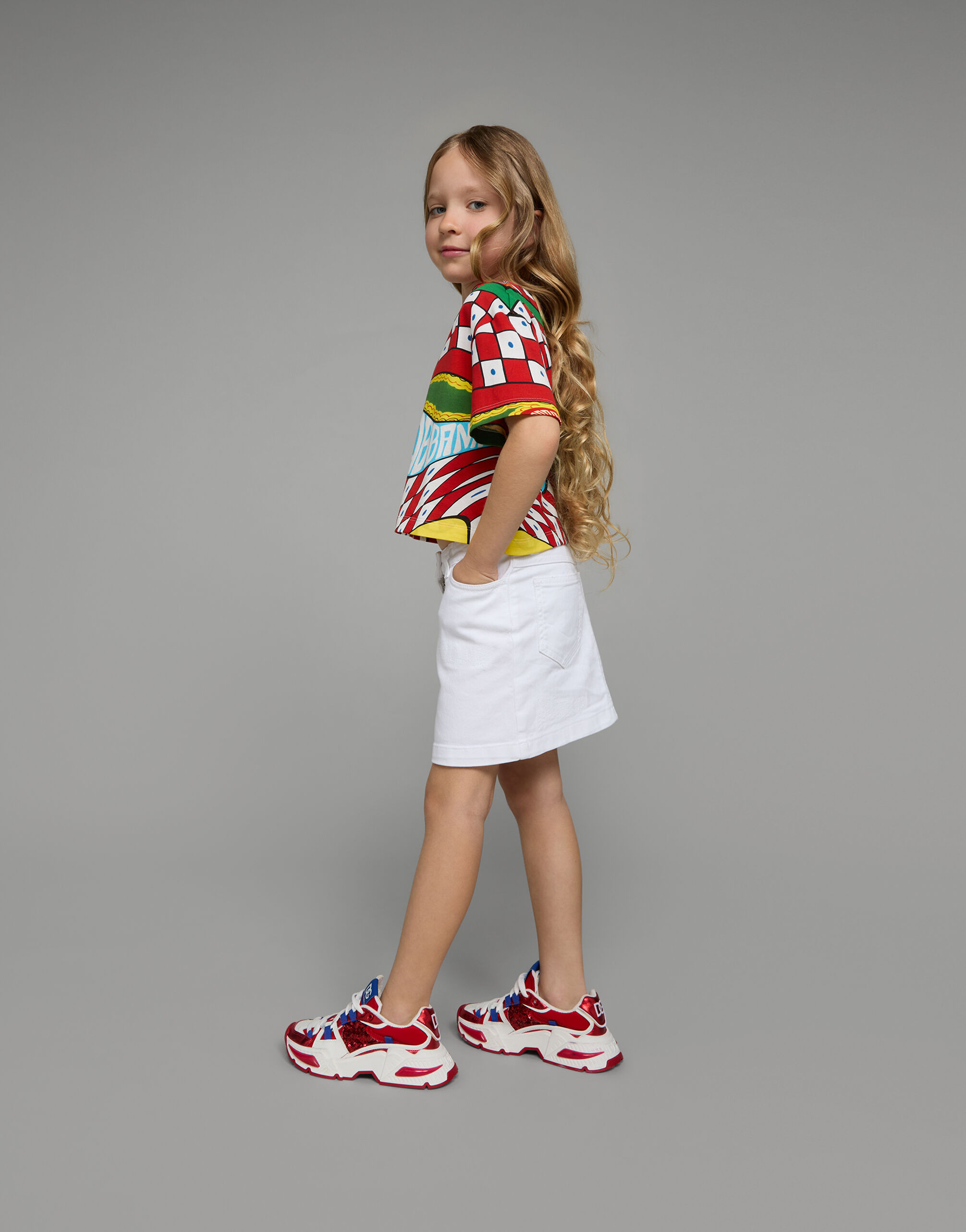 DOLCE&GABBANA ドルチェ&ガッバーナ　ホワイトデニムミニスカート ホワイトのガールズ GONNA | Dolce&Gabbana®