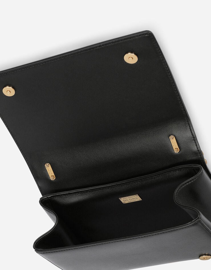 Dolce & Gabbana حقيبة كتف من جلد النابا بشعار DG للبنات أسود BB6498AZ801