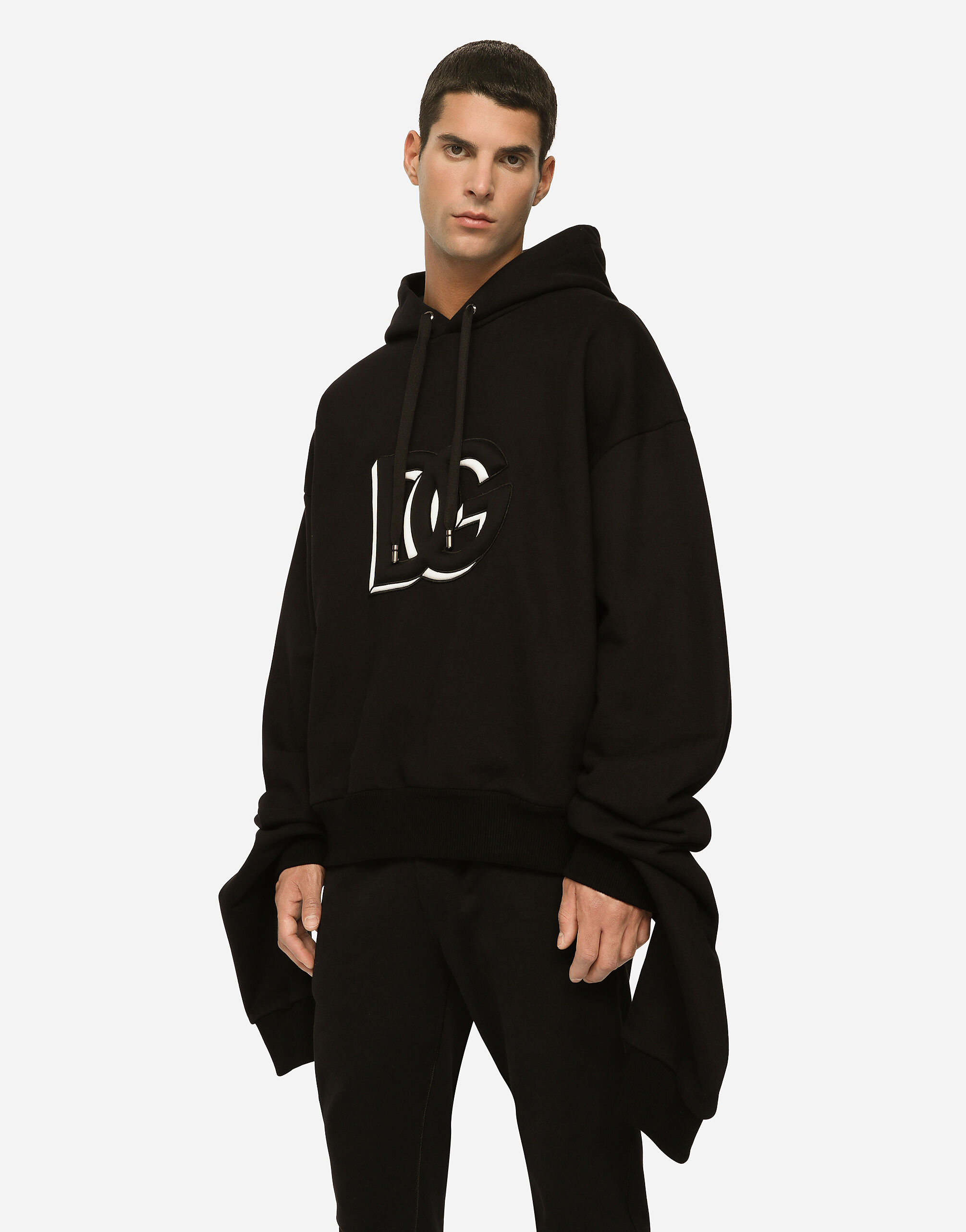【Dolce & Gabbana】スウェットパーカ エンボスロゴ ブラックのメンズ スウェットパーカ ジャージー DGエンボス