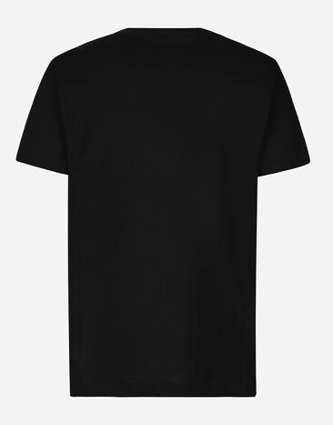 Dolce & Gabbana Kurzarm-T-Shirt aus Baumwolle DG-Print Schwarz G8RN8TG7M8W