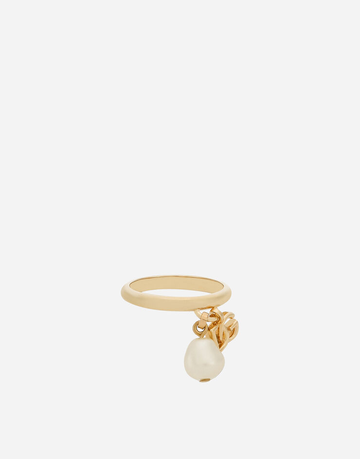 Dolce & Gabbana خاتم خطوبة بشعار DG وحليِات لآلئ ذهبي WRQ6C2W1111