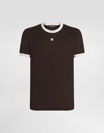 Dolce & Gabbana Cotton t-shirt with embroidery Brown G8PV1ZG7PJ4