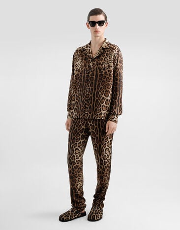 Dolce & Gabbana Camisa vanity de seda con estampado Leopardo Imprima G5IF1TGI955