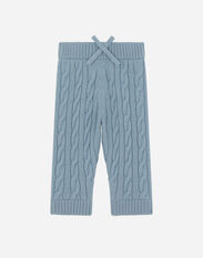 Dolce & Gabbana Cable-knit pants with DG logo patch Azure L1KP04JBVN2