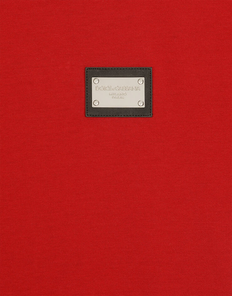 Dolce & Gabbana Футболка из хлопка с фирменной пластинкой красный G8PT1TG7F2I
