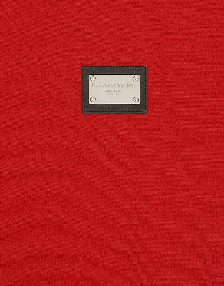 Dolce&Gabbana Cotton T-shirt with branded tag Red G8PT1TG7F2I