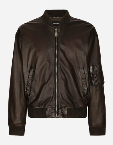 Dolce & Gabbana Padded leather jacket Brown G8RN8TG7K1U