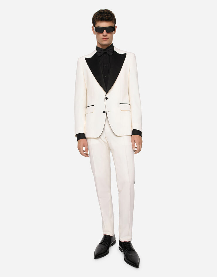 Dolce & Gabbana Stretch wool tuxedo pants White GYA5MTFUBE7