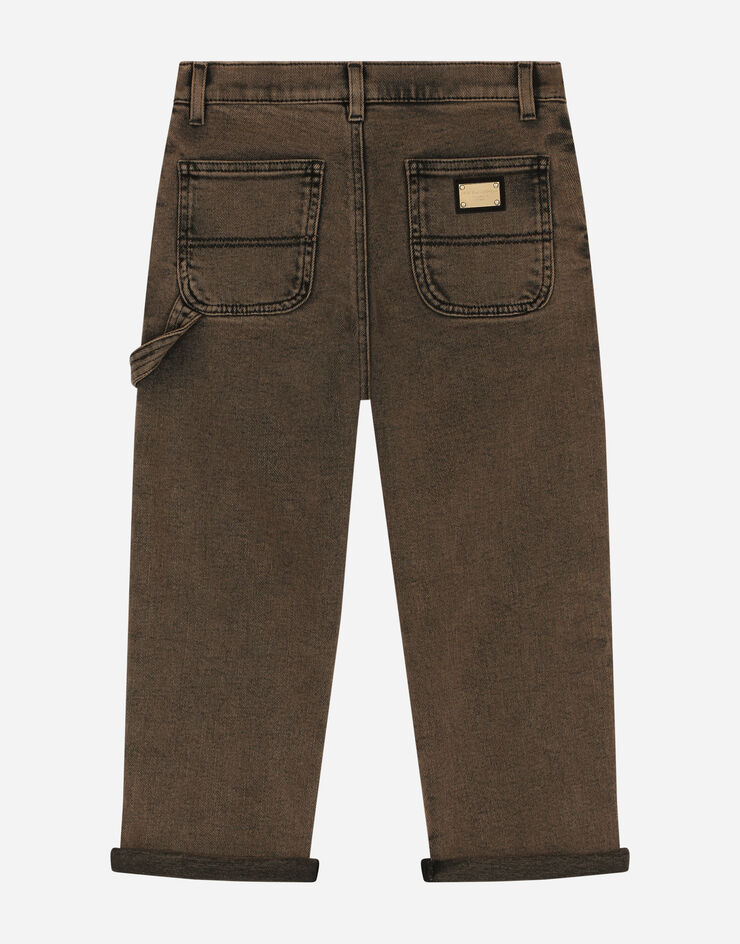 DolceGabbanaSpa Treated denim jeans with logo tag Multicolor L42F63LDB66