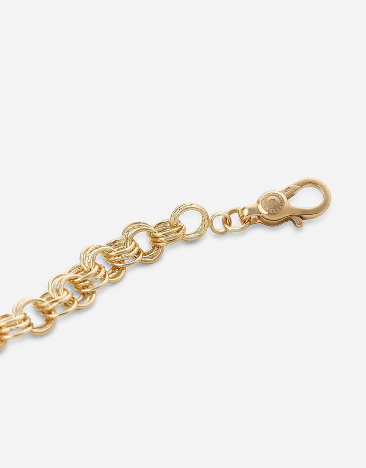 Dolce & Gabbana Bracelet Logo en or jaune et blanc 18 ct avec saphirs incolores Or Blanc / Or Jaune WBMZ2GWSAPW