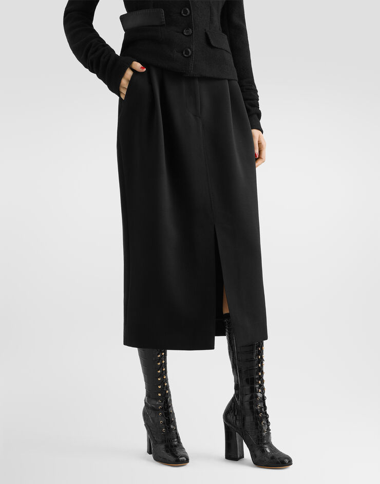 Dolce & Gabbana Double wool crêpe skirt Dolce & Gabbana Double wool crêpe skirt Black F4DKTTFU2L8