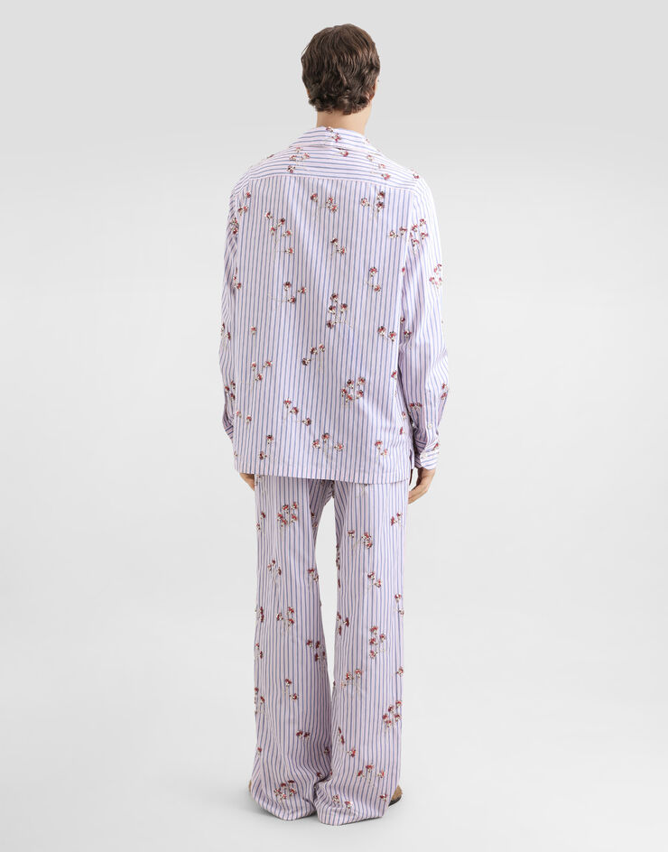 Dolce & Gabbana Cotton and silk vanity shirt with embroidery Multicolor G5OI2ZGK192