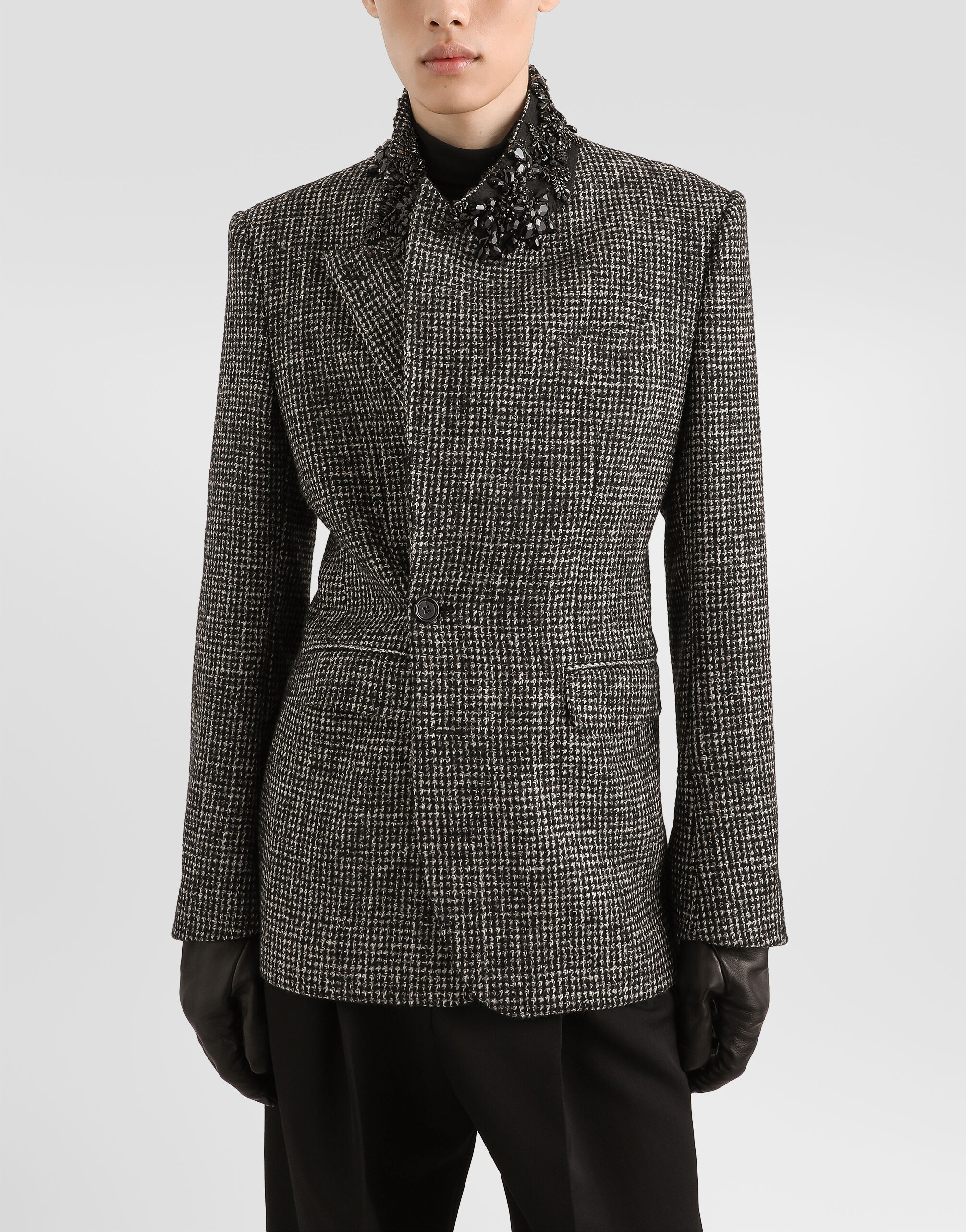 Sinatra single-breasted jacket in wool mouliné houndstooth - thumbnail 2