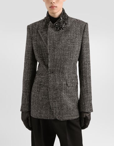 Dolce & Gabbana Sinatra single-breasted jacket in wool mouliné houndstooth Dolce & Gabbana Sinatra single-breasted jacket in wool mouliné houndstooth Multicolor G2VU1ZFMZAY