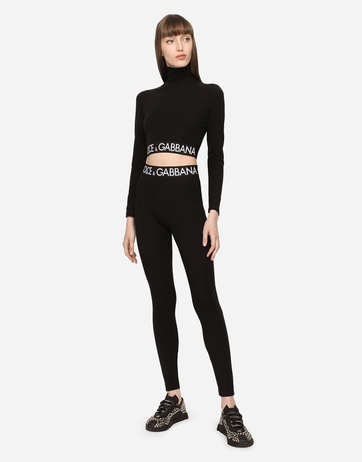 Dolce & Gabbana Leggings de punto con logotipo en cintura elástica Negro FTB5TTFUGFJ