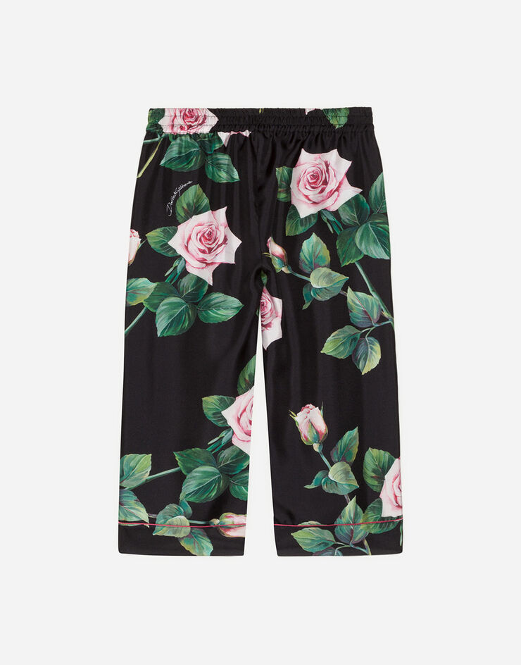 Dolce & Gabbana SILK PYJAMA BOTTOMS WITH TROPICAL ROSE PRINT IMPRIMÉ FLEURI L52P15IS1BE