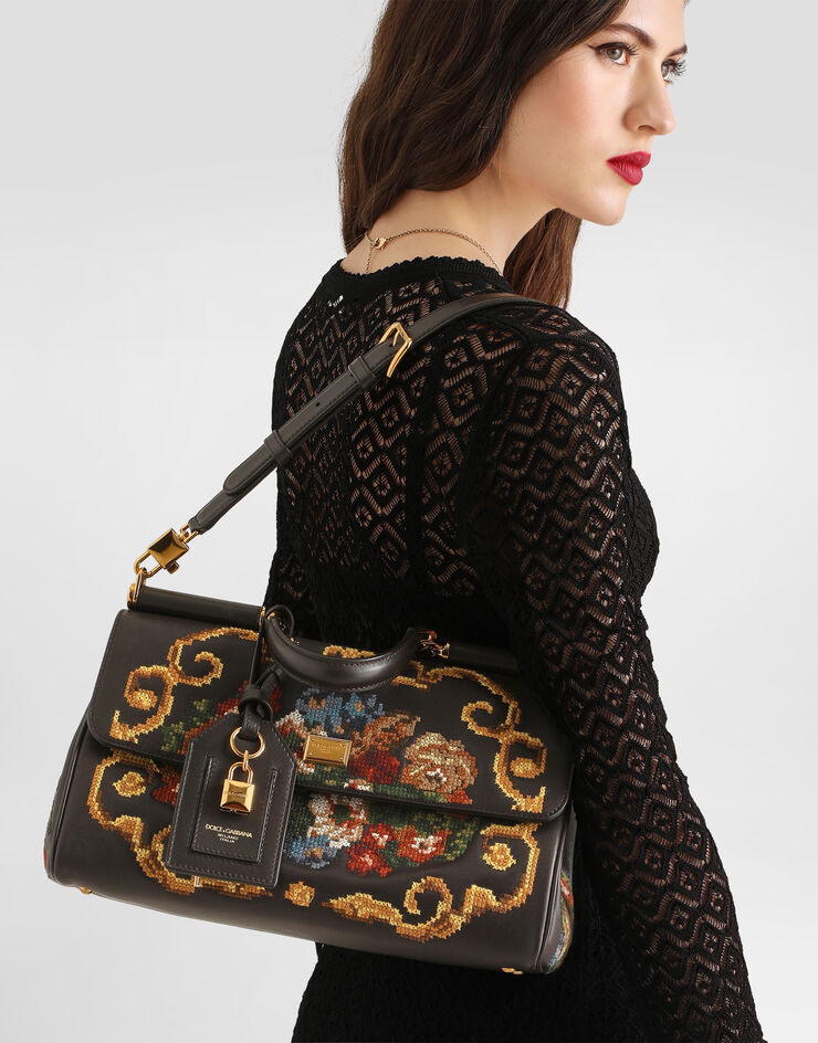 Dolce & Gabbana 미디엄 My Sicily 핸드백 파인 스티치 자수 장식 Dolce & Gabbana 미디엄 My Sicily 핸드백 파인 스티치 자수 장식 멀티 컬러 BB7782B3T62