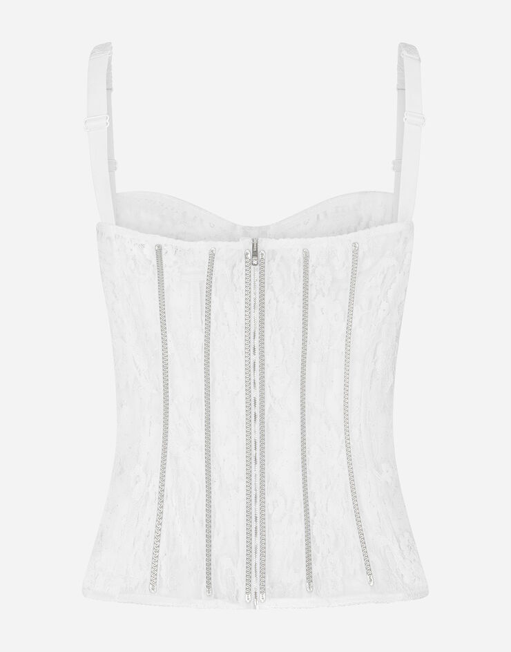 Dolce & Gabbana Dessous-Bustier aus Spitze mit Trägern Weiss O7D67TONO15