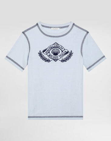 Dolce & Gabbana Short-sleeved jersey t-shirt with DG Azure L4JTHUG7PES